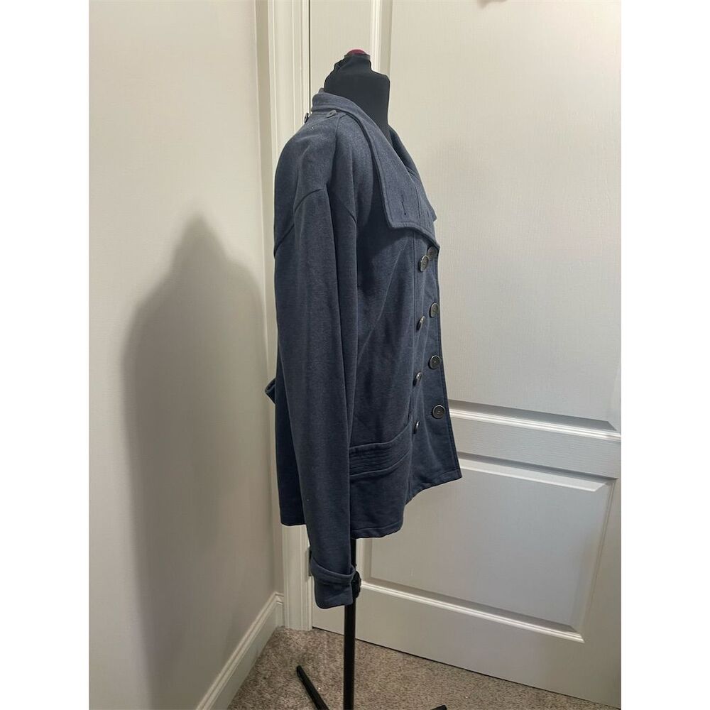 Coldwater Creek Women's Blue Gray Double Breasted Cotton Soft Peacoat Size M - Picture 4 of 14